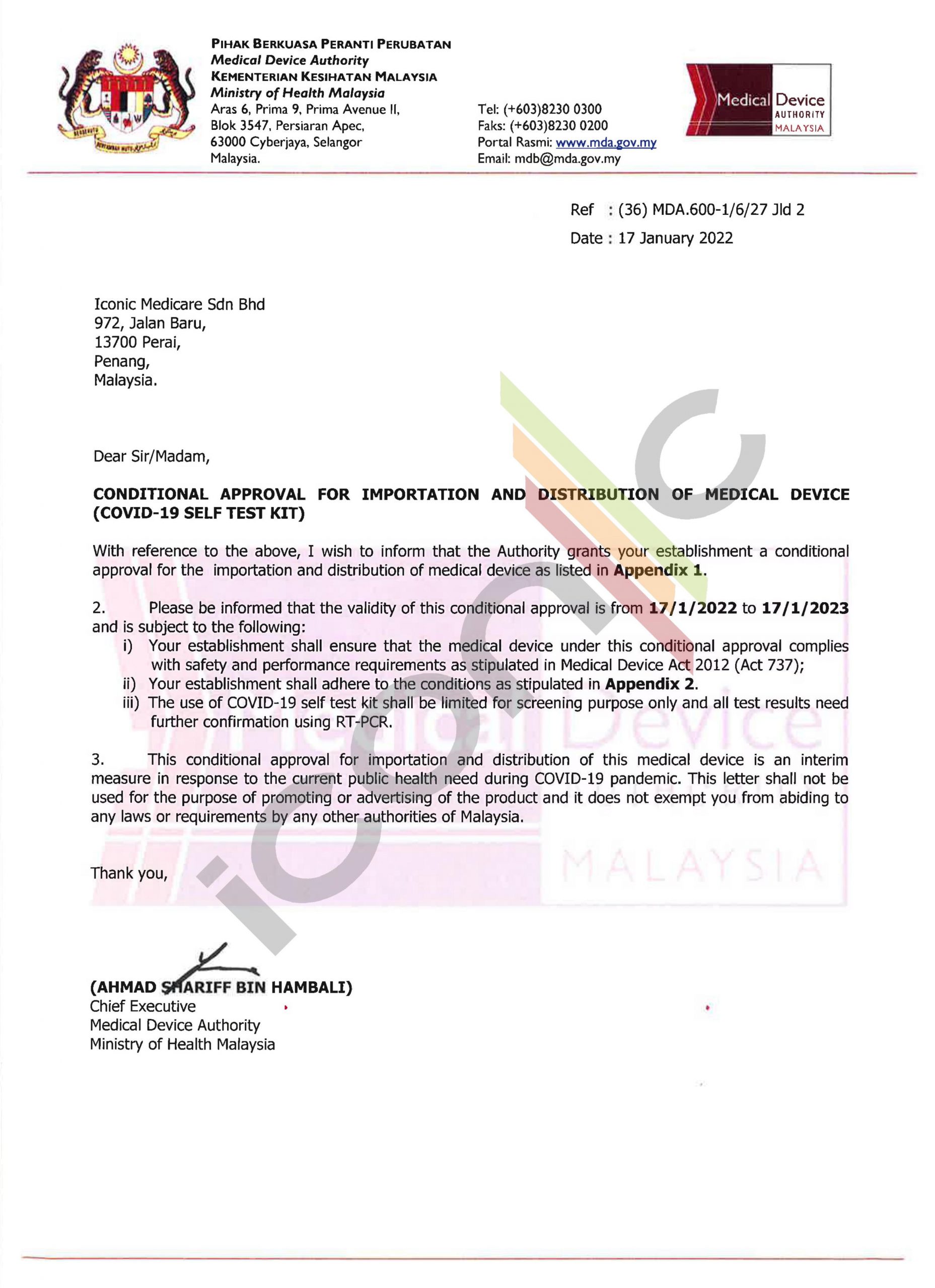 Kkm covid self by kit test approved Malaysia mandates